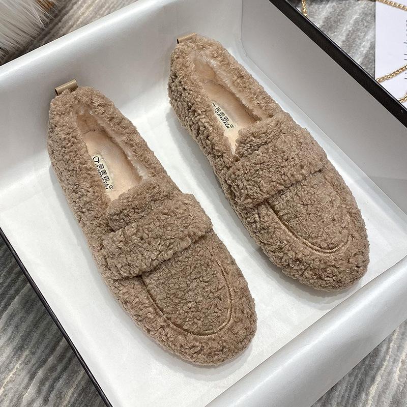 

Большие размеры женские туфли на плоской подошве из овчины, мокасины из овечьей шерсти, женские теплые хлопковые туфли, женские туфли без застежек с подкладкой из овечьего меха, зимние мокасины 40 хаки