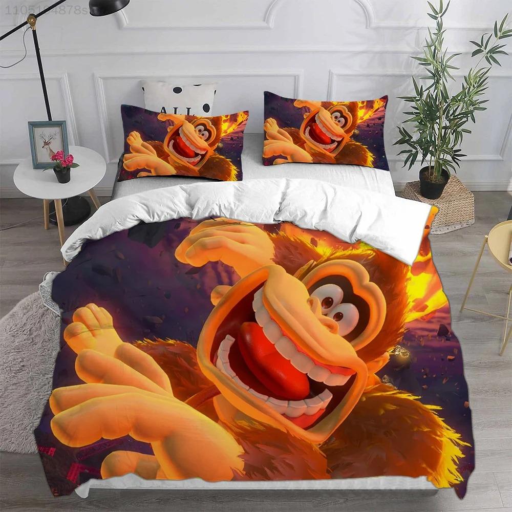 Monkey Cartoon D-Donkey K-Kong Duvet Cover Pillowcase Bedding Set Adult Girl Bedroom Decoration Children Single Double Large