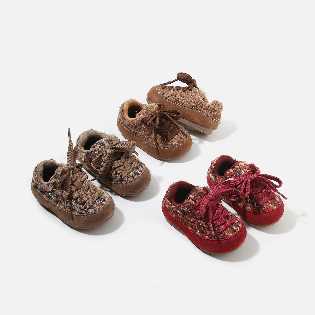 Girls' Winter Knit Toddler Shoes - Cozy Velvet Lined Casual Shoes