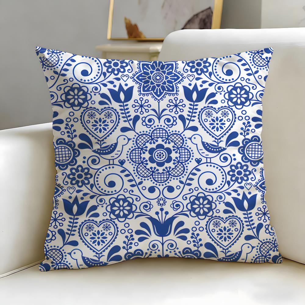 Scandinavian Floral Cushion Cover Soft  EasyWash Pillow Case  Versatile for Couch Bed Travel and Office