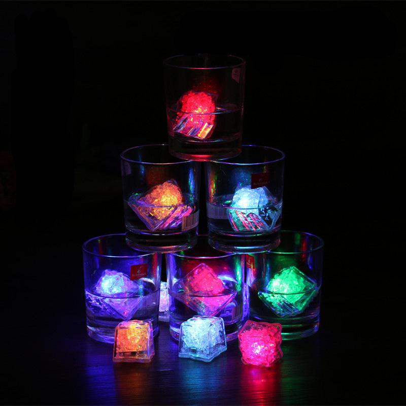 LED Flashing Glow Ice Cubes - Colorful Sensor Lights for KTV, Bars, and Weddings