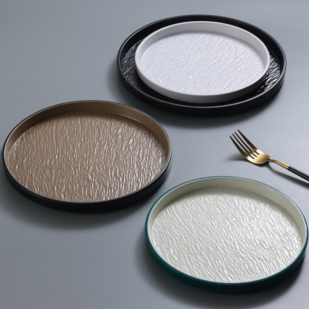 Round Western Food Plate Stone Grain Fruit Salad Plate Durable Dumpling Plate  Kitchen