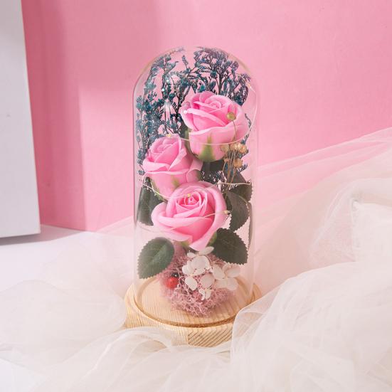 

Привлекательный искусственный светильник розы, вечный искусственный привлекательный невыцветающий красочный цветок, сверкающий свет, декор