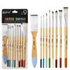 Foreign Trade Nylon Painting Brush Set - 10 Pieces, Red & Blue Handles, Flat Gouache & Oil Brushes