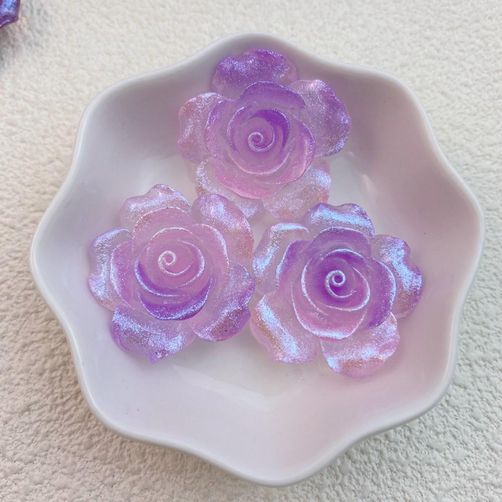 5Pcs New Cute Resin Sparkling Roses Series Flat Back Parts Embellishments For Hair Bows Accessories