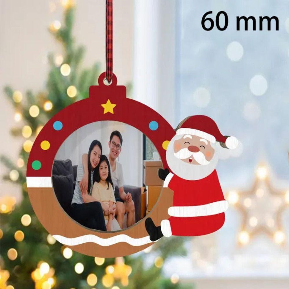 with Hanging Ropes Photo Frame Wooden Xmas Tree Decorations Picture Ornaments for Christmas Tree