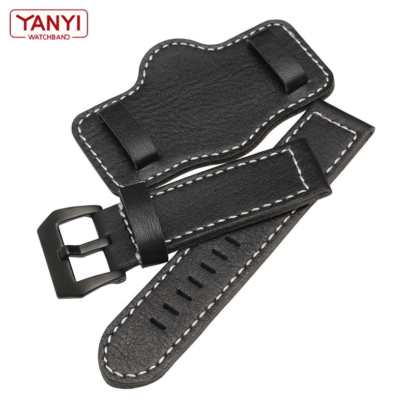 Retro Thick Natūralios odos laikrodžio apyrankė vyriška Rankinio laikrodžio dirželis rankinio laikrodžio apyrankė 20 22 24mm 26mm Ruda Juoda su kilimėliu