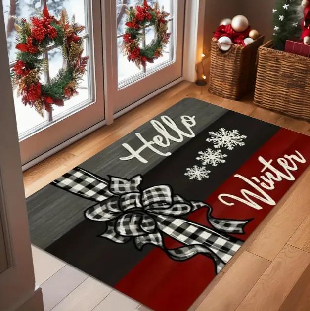 Santa Claus Hohohoho Doormat with Santa Claus Holiday Floor Mat Suitable Red Green Front Doors Holiday Home Decoration Christmas