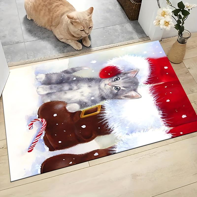 Christmas Kitten Boots Carpet Rug Soft Washable Anti Slip Home Living Room Sofa Mats Personalized Christmas Rug