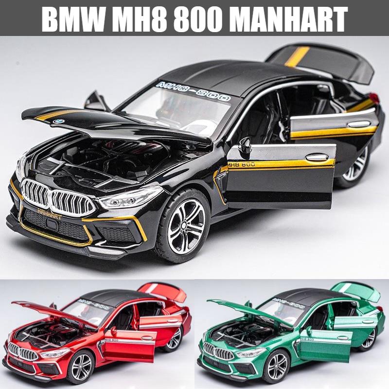 1/32 BMW MH8 800 Manhart Diecast Car Toy for Children Miniature Model Pull Back Sound & Light Collection Gift for Boys Kid Gift