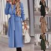 Woman's  Loose Lapel Cardigan Solid Color Long Sleeve Mid-length Woolen Jacket
