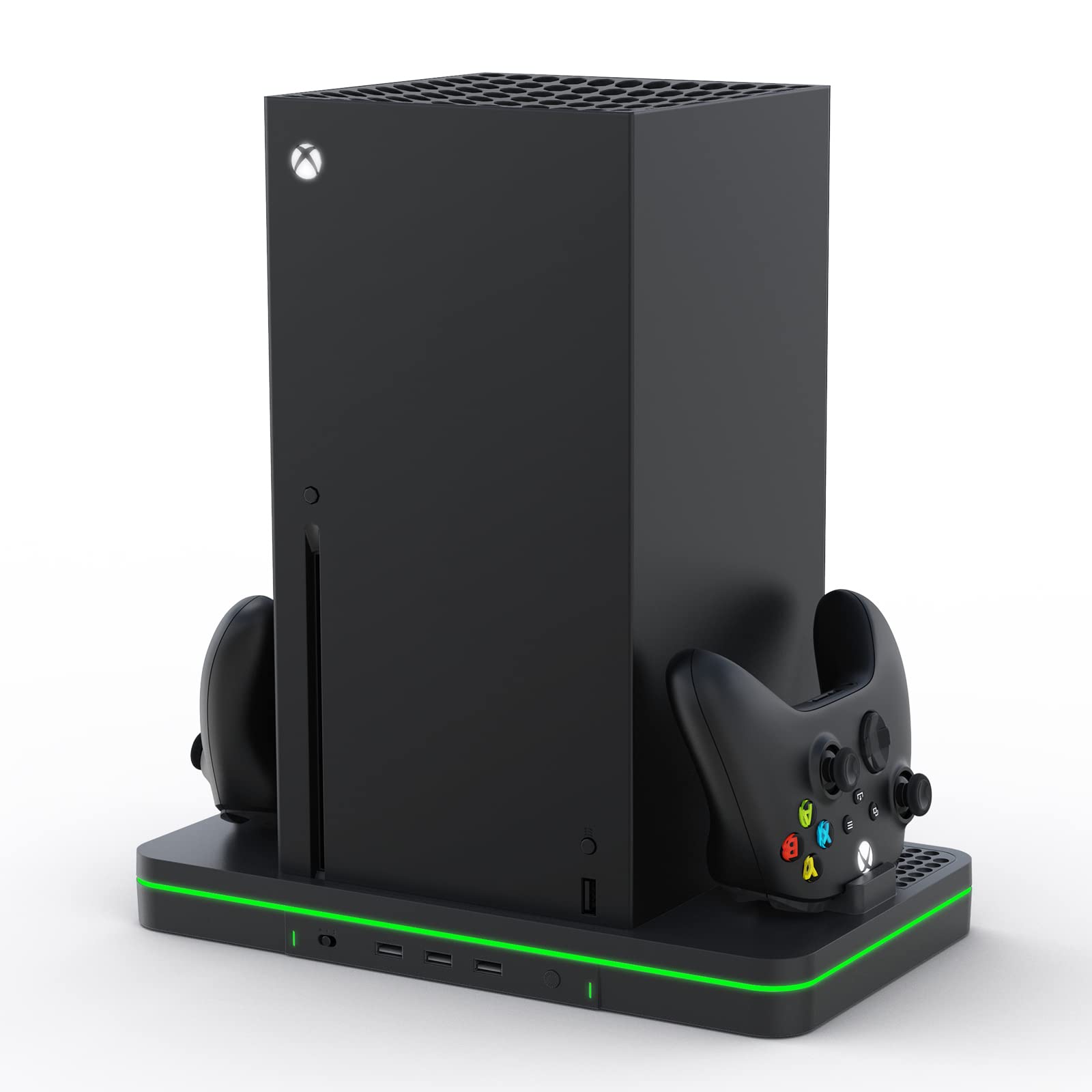 

CODOGOY Vertical Charging Stand with Cooling Fan for Xbox Series Console and Dual Controller Charging Station Dock Accessory with 3 USB Ports X/S чорний