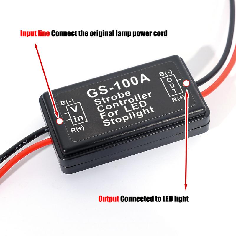 GS-100A Bremselys Strobekontroller LED baklyskontroller med rask, langsom blinking Sikkerhetsvarselkontroller Blinklys
