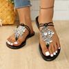 Women's Flat Slippers Summer New Round Toe Clip with Glitter Soft Soled Anti-slip Wear-resistant Plus-size Sandals
