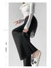 Lace Patchwork Two-Piece Look Micro-Flare Pants for Women - Black High-Waisted Slimming Body-Shaping Trousers, Spring 2026 Arrival