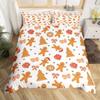 Gingerbread Man Xmas Theme Duvet Cover Christmas Comforter Cover Cartoon Snowman Christmas Tree Bedding Set Pink Quilt Cover