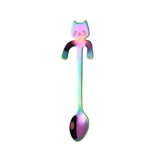 304 Stainless Steel Coffee Spoon, Hanging Cat Spoon for Mugs Tall Cups, Long Handle Tea Stirring Spoon, Ideal for Desserts & Ice Cream Lovers