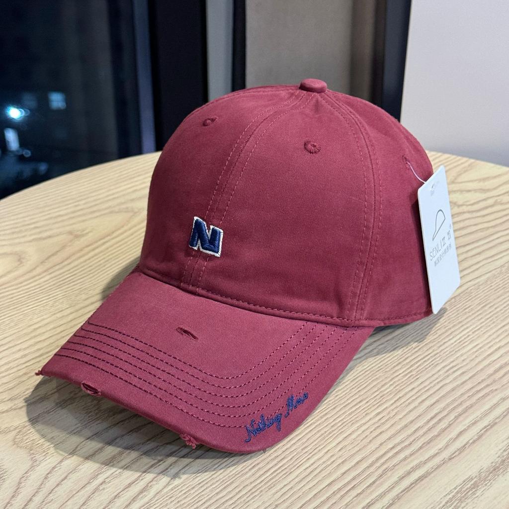 New Trendy Brand Letter Embroidery Frayed Baseball Hat for Women Casual Fashion Versatile Sun Visor Peaked Hat for Men