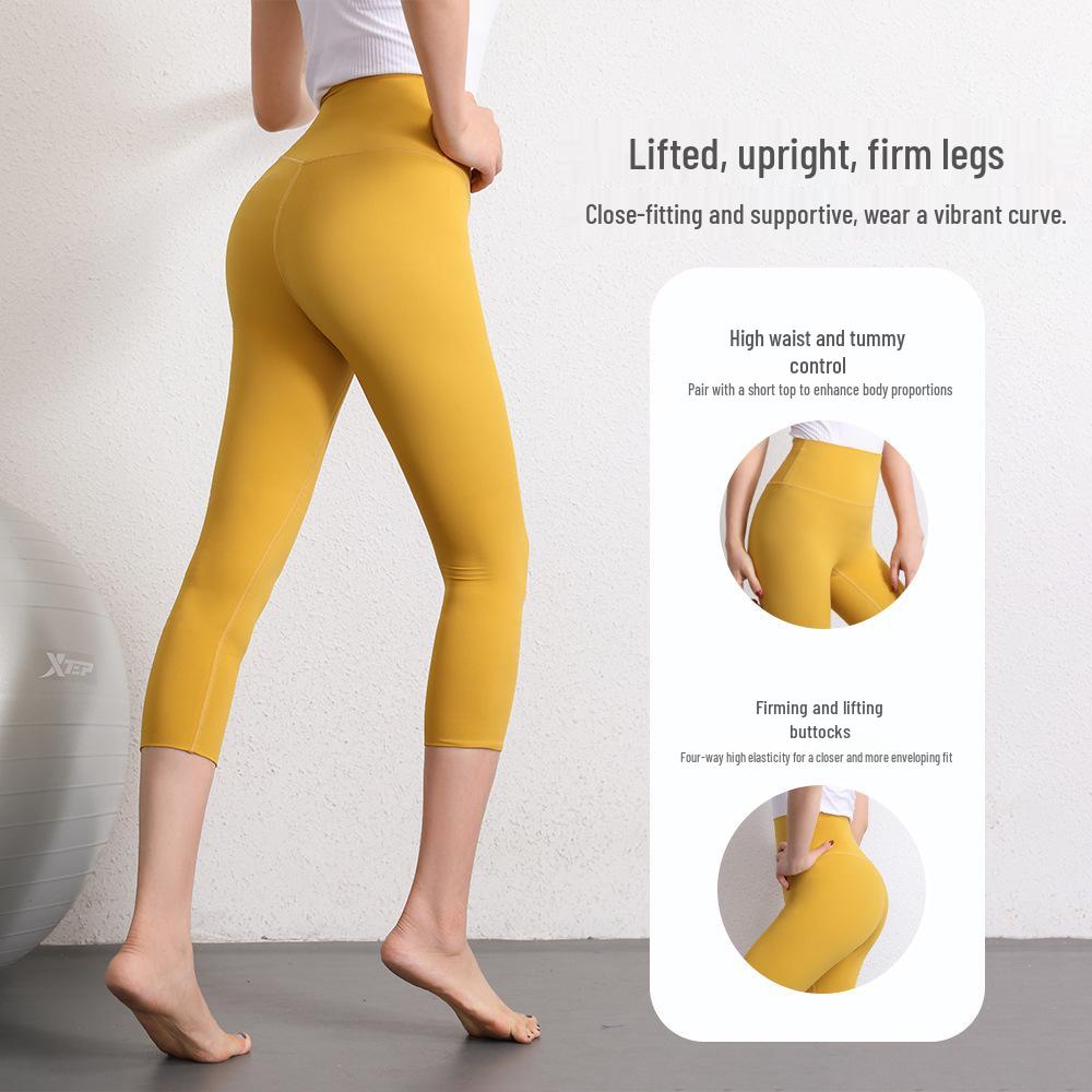 

Women s High Waist Nude Feel Yoga Pants - Slimming, Elastic, Seven-Point Running & Fitness Tights Small