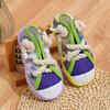 Squeaky Dog Chew Toys for Aggressive Chewers Bite Resistant Canvas Shoes Knot Puppy Chewing Toy Teeth Cleaning Training