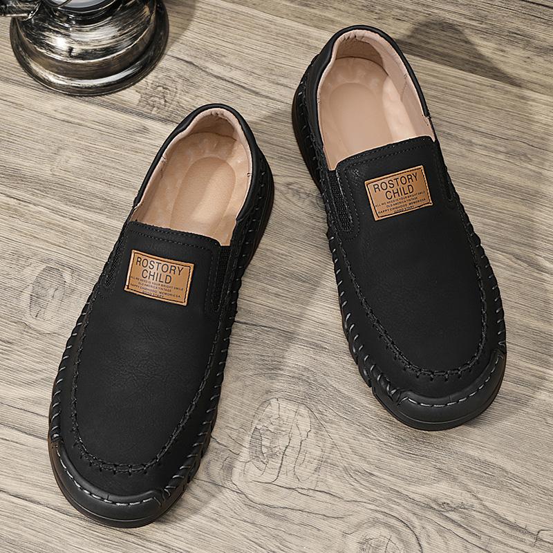 38-46 Men's Handmade Leather Shoes Casual Loafers Slip On Leather Flats Outdoor Walking Shoes