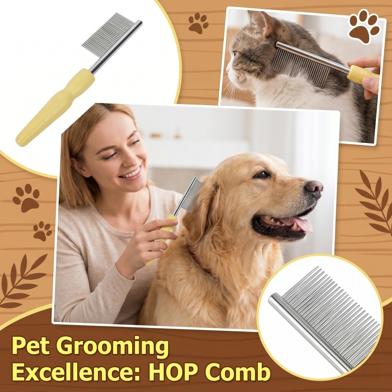 

Pet Grooming Comb Stainless Steel Fine Teeth Brush Durable Handle for Removing Loose Hair and Cleaning Pet Fur Suitable for Dogs Cats one size жёлтый