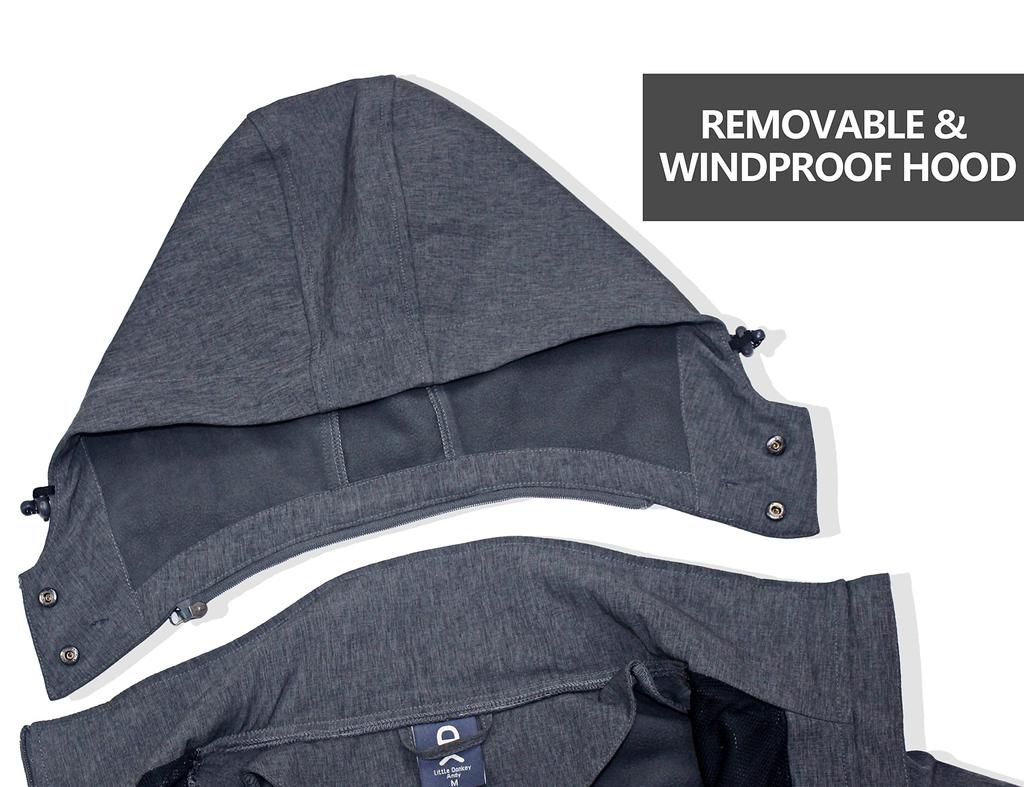 Little Donkey Andy Softshell Ski Outdoor Jacket with Fleece Winter Size 3XL Men's Jacket, Lining, Hooded, Warmth, Black/Gray,