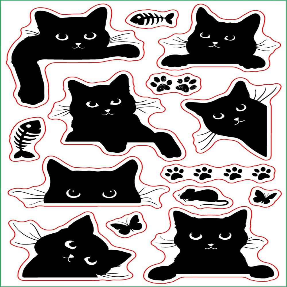 PVC Plastic Stamps for DIY Scrapbooking Photo Album Decorative Cards Making Stamp Sheets Cat Pattern 16x11x0.3cm