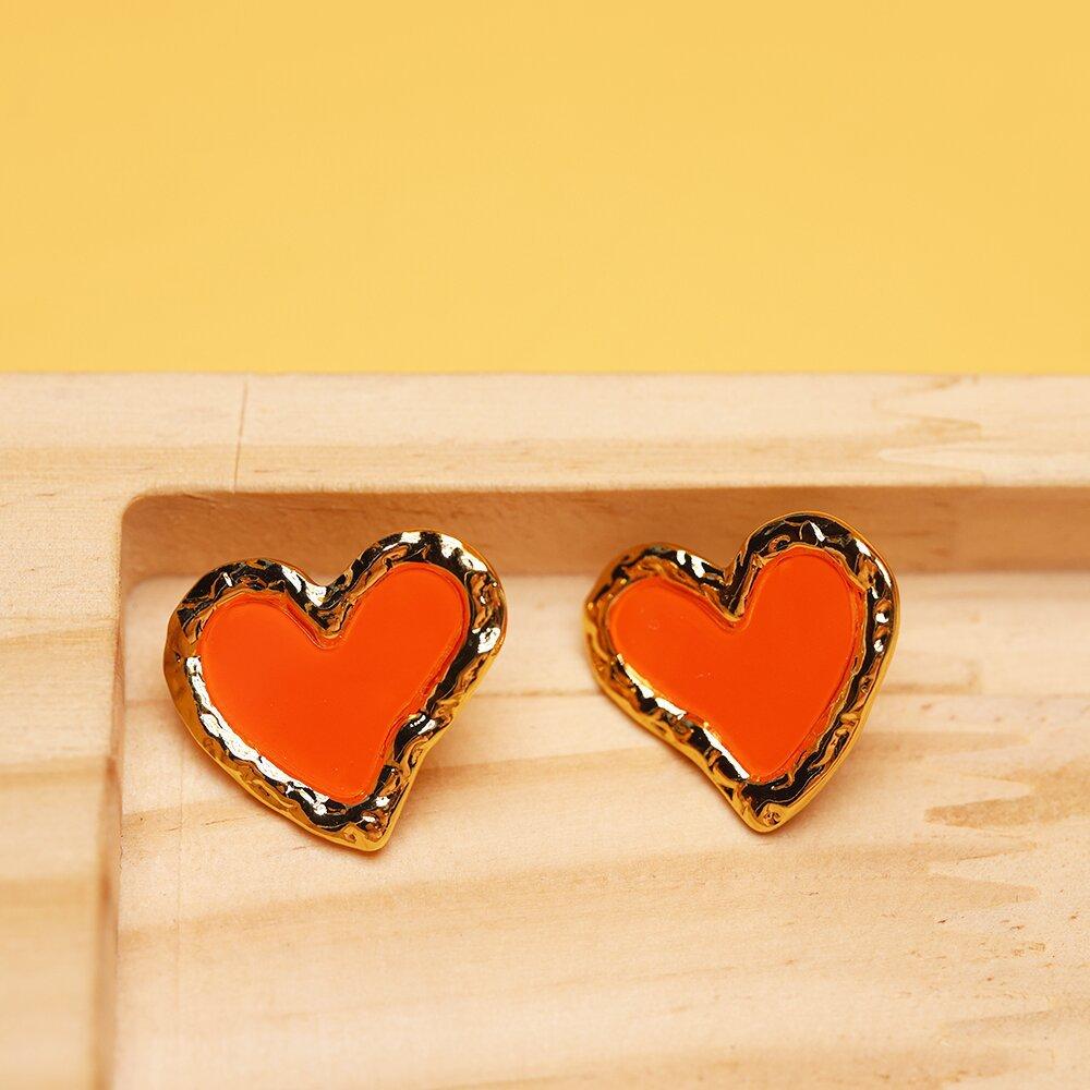 Love splicing crystal oil drop inlaid stud earrings high sense Internet celebrity small exquisite ear buckle earrings