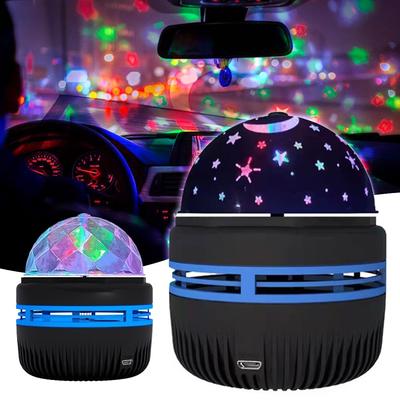 Car USB Star Projector Lamp Multifunction LED Light Powered Colorful Rotating Magical Light Atmosphere Lamp Bar KTV Party Light