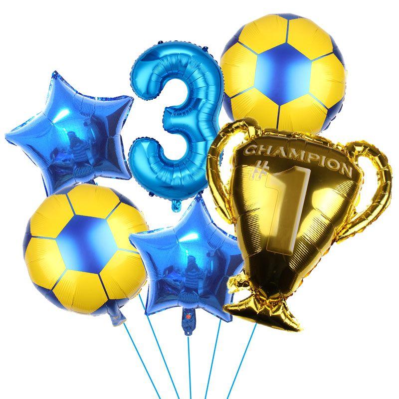 32-inch Digital Football 6-piece Aluminum Film Balloons Set - Birthday Party Gift - World Cup Football Balloons