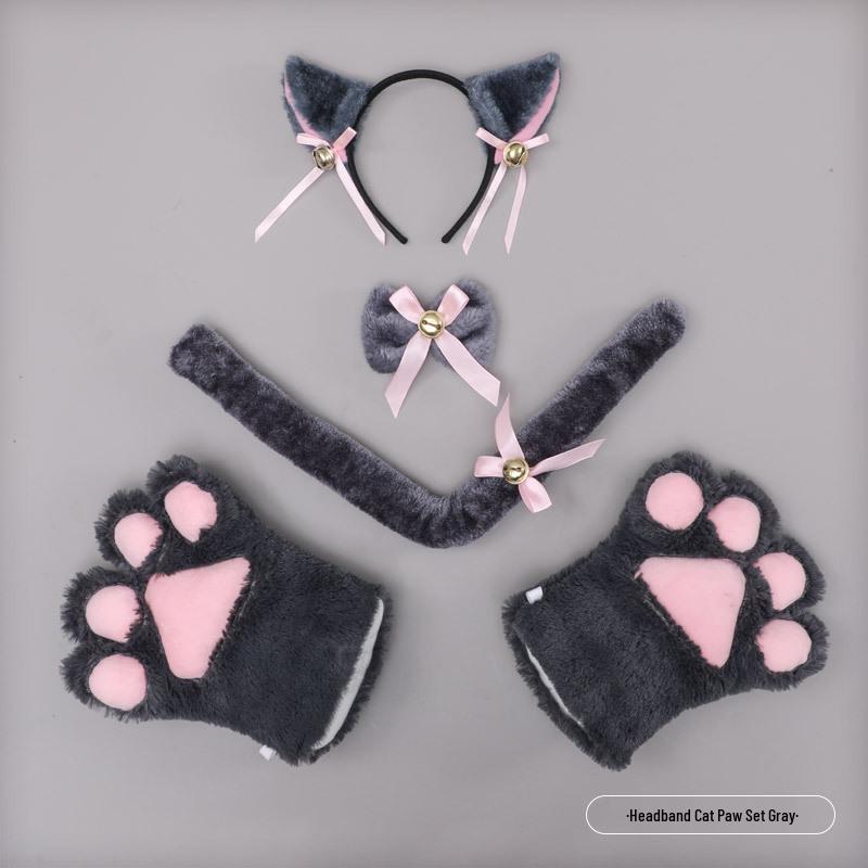 Cute Kitten Cosplay Set: Cat Ears Headband, Paw Gloves & Tail Accessory
