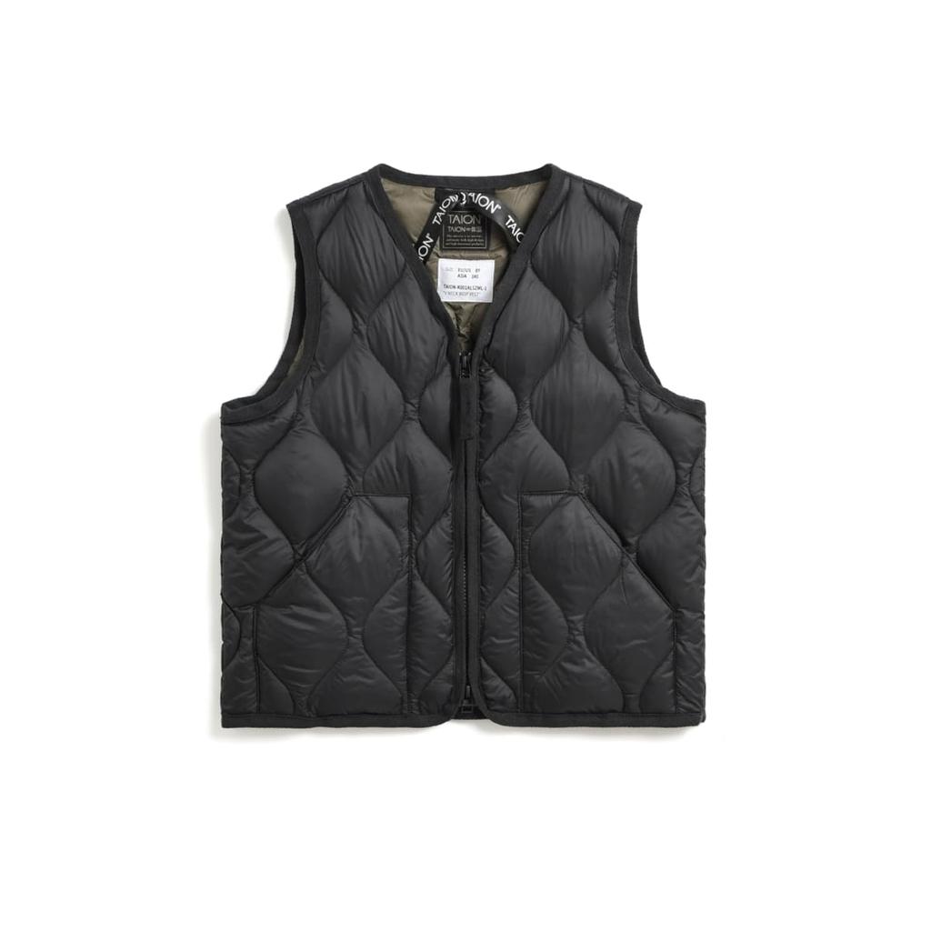 TAION Military Button Inner Down Vest Soft Shell Size 100 Kids' V-Neck - (TAION-K001ALSZML-1) Black,