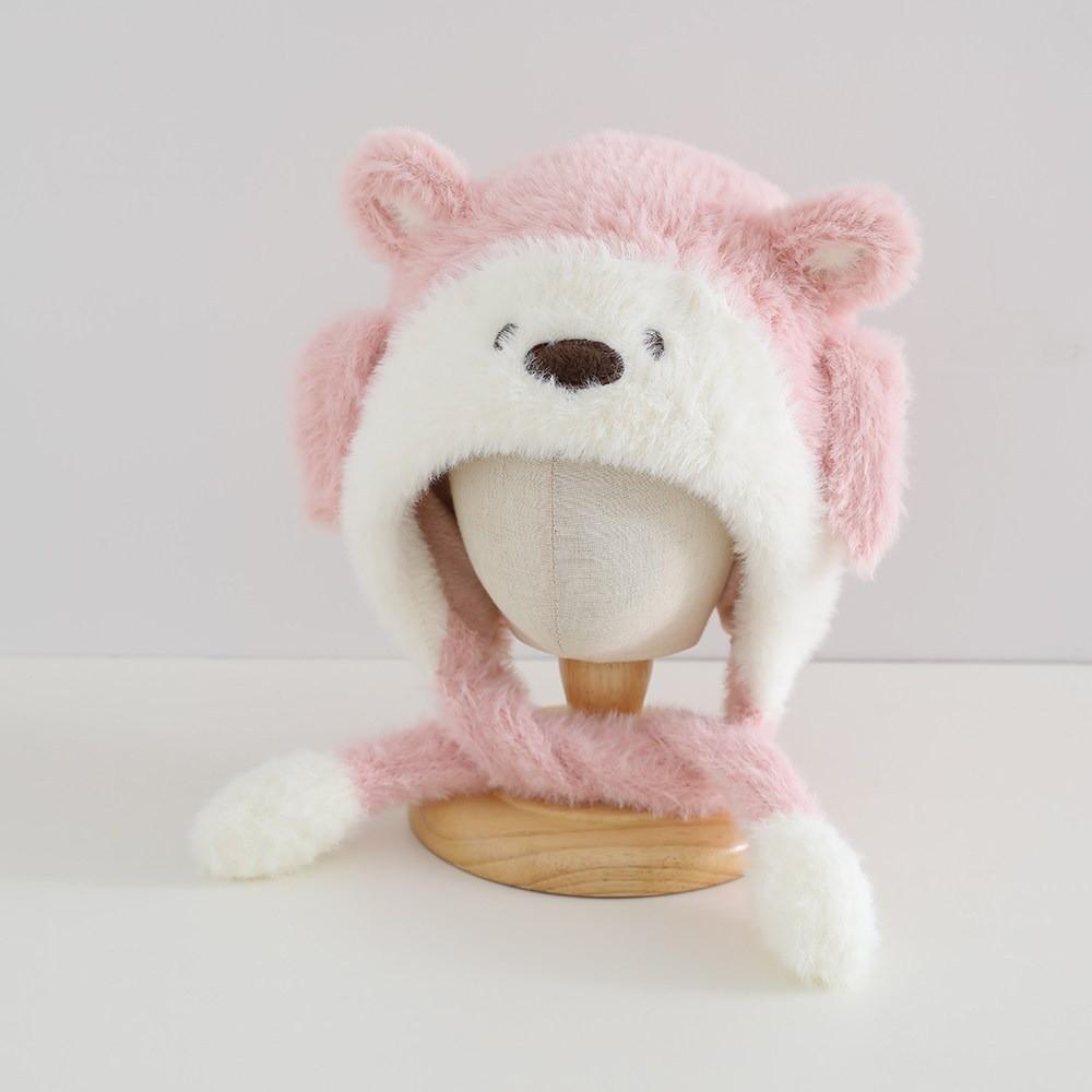 Thick Moving Ear Earflap Hat Squeaky Design Plush Winter Hat Fun Cartoon Animal Hat Aged 4-7 Years