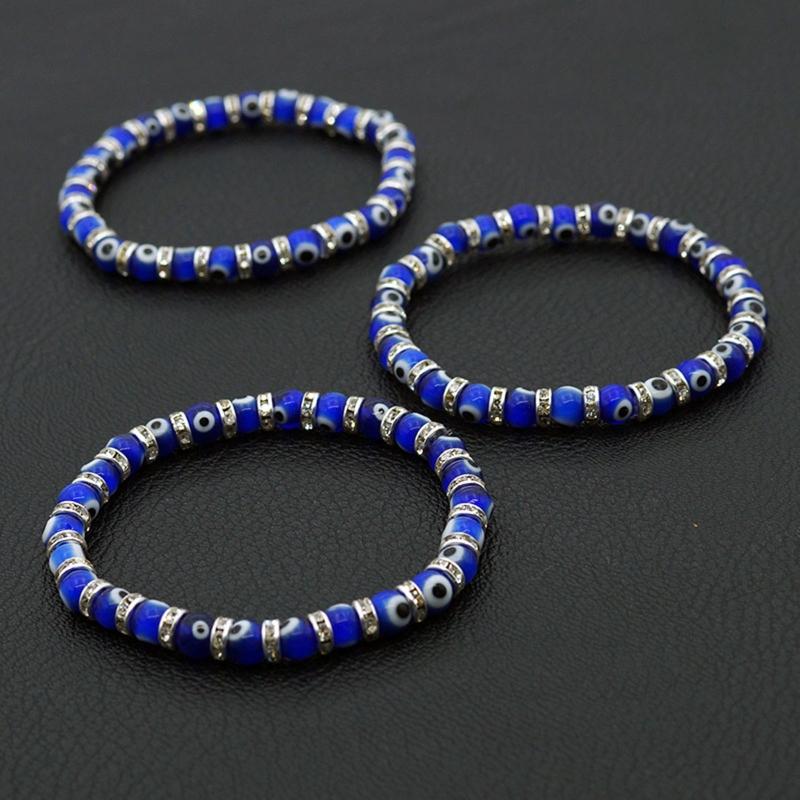 Turkish Eye Bracelet Glass Turkish Eye Bead Bracelet for Women Girls Gift (Blue Eye Bracelet)