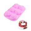 Molde de Silicona con Forma de Flor de Rosa para Chocolate Molde para Caramelos Hecho a Mano 6 Ranuras Molde para Hornear Postres Suministros para Decorar Pasteles