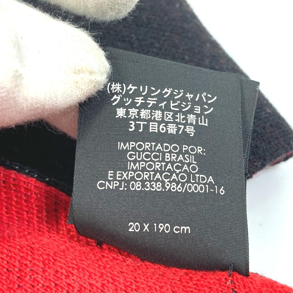 Gucci BE LOVED Logo Scarf Fringe Scarf Wool Black/Red