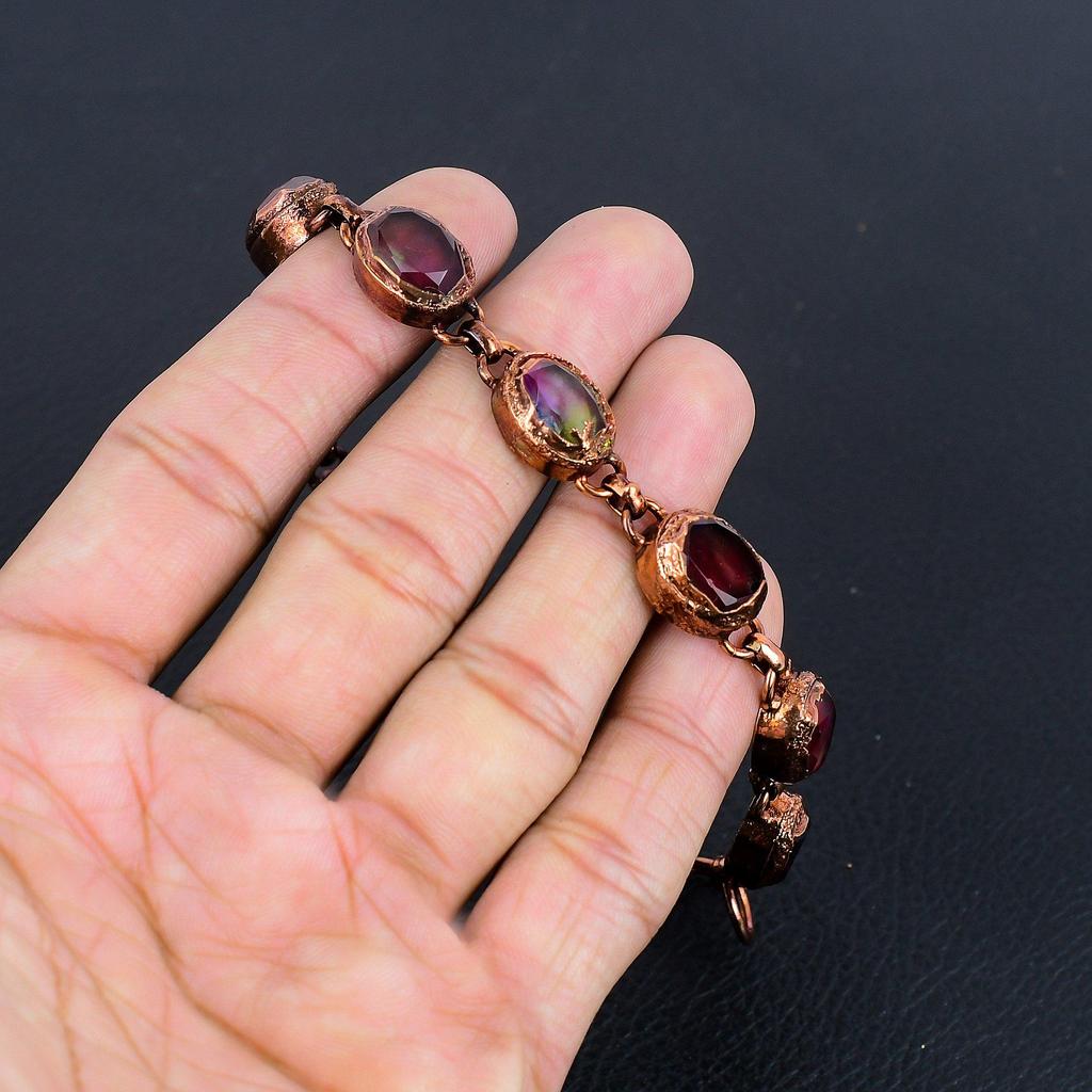 Rough Moonstone Bracelet, Handmade Gemstone Bracelet, Copper Electroformed Antique Jewelry, For Engagement Gift