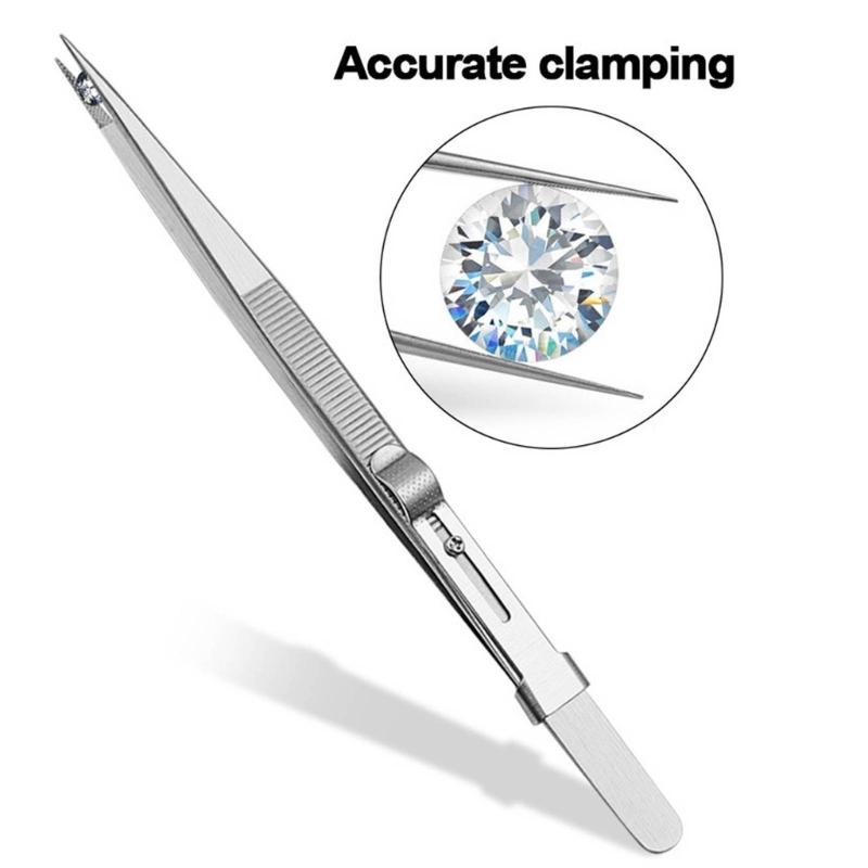 Precisions Jewelry Stainless Steel Tweezers for Gems High Precisions Tweezers Stainless Steel Bending Tip Needle Tweezer