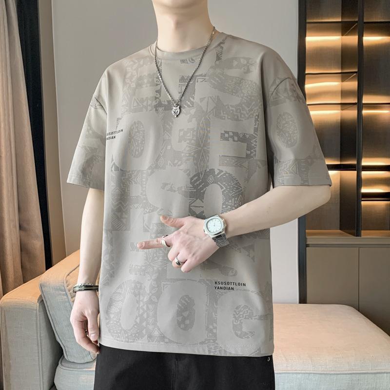 Men Full Print Letter Graphic Oversized T Shirt Casual Loose Fit Summer Top
