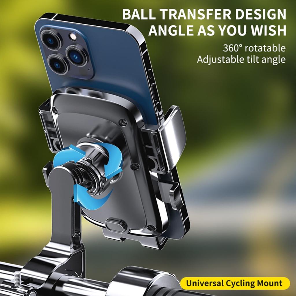 Motorcycle Phone Mount, Phone Holder [Does Not Block Camera], Handlebar Cell Phone Clamp, Scooter Phone Holder [Silicone Wrapped] For 4.7-7 Inch