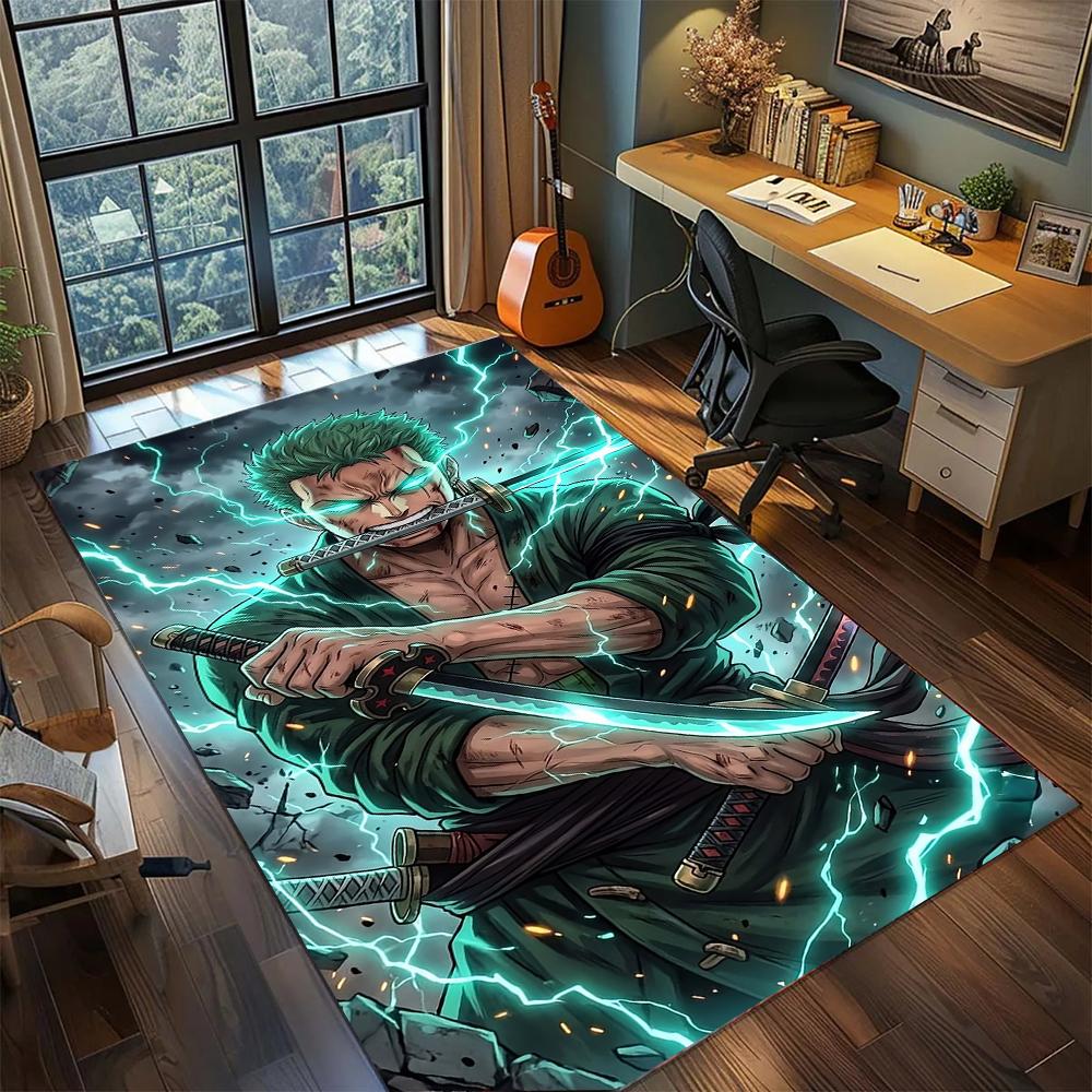 Roronoa Zoro Three Sword Style Santoryu  Rug Carpet Large Area Rug Non Slip Washable Floor Mat Gamer Room Bedroom Home Decor