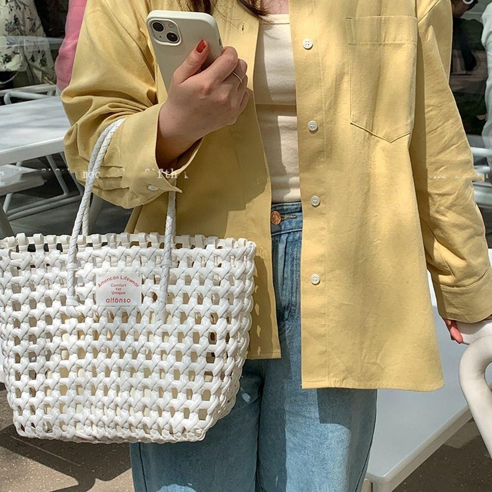 Bohemian Style Beach Tote Bag Vacation Style PVC Handbag Cute Vegetable Basket Bag Streetwear