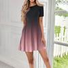 Women's Casual Fashion Round Neck Short Sleeve Print Short Dress