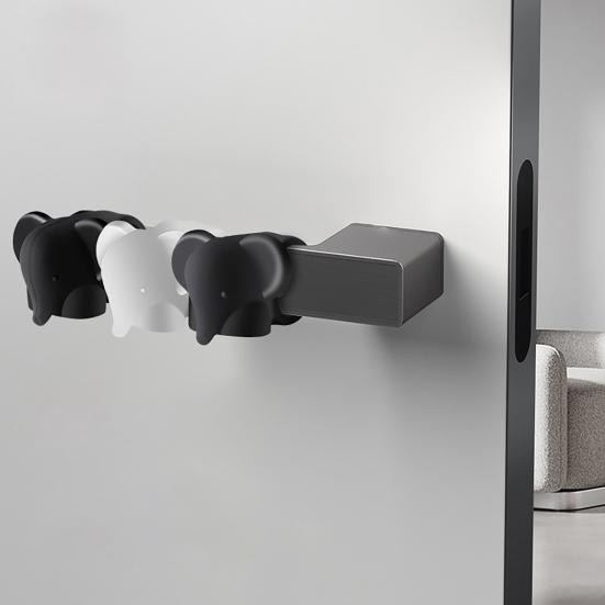 Fortune Cat Door Stopper Wall Protector Shock Absorbing Elephant Door Stops Wall Shield Cushion Adhesive Free Wall Bumper Guard for Door Handle