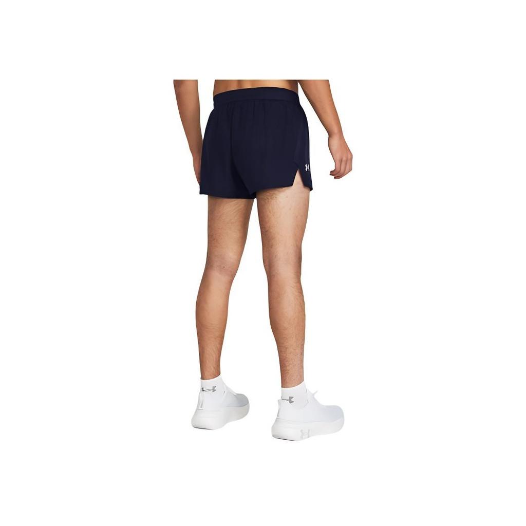Under Armour Ua Launch Performance Solid Logo Mesh Side Slit Running Mid Rise Sports Shorts Men Shorts Navy-Blue 1377813-410