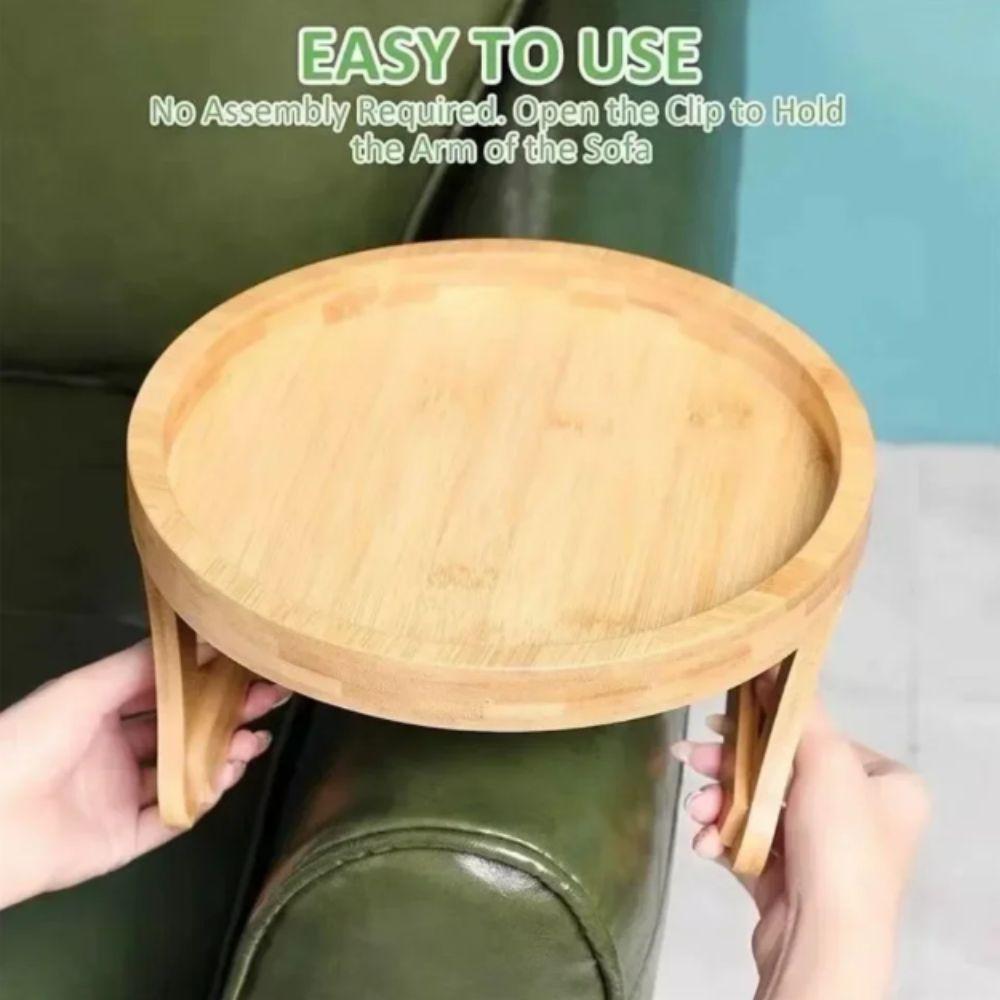 Foldable Sofa Tray Natural Wooden Clip-On Tray Coffee Table Sofa Side Table  Remote Control Storage