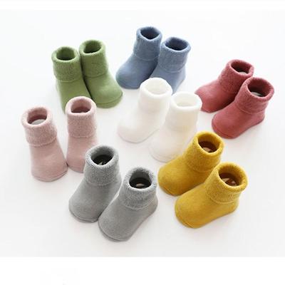 Newborn Baby Socks Terry Anti Slip Socks for Baby Winter Warm Thick Baby Girls Boys Socks Solid Infant Clothes Accessories