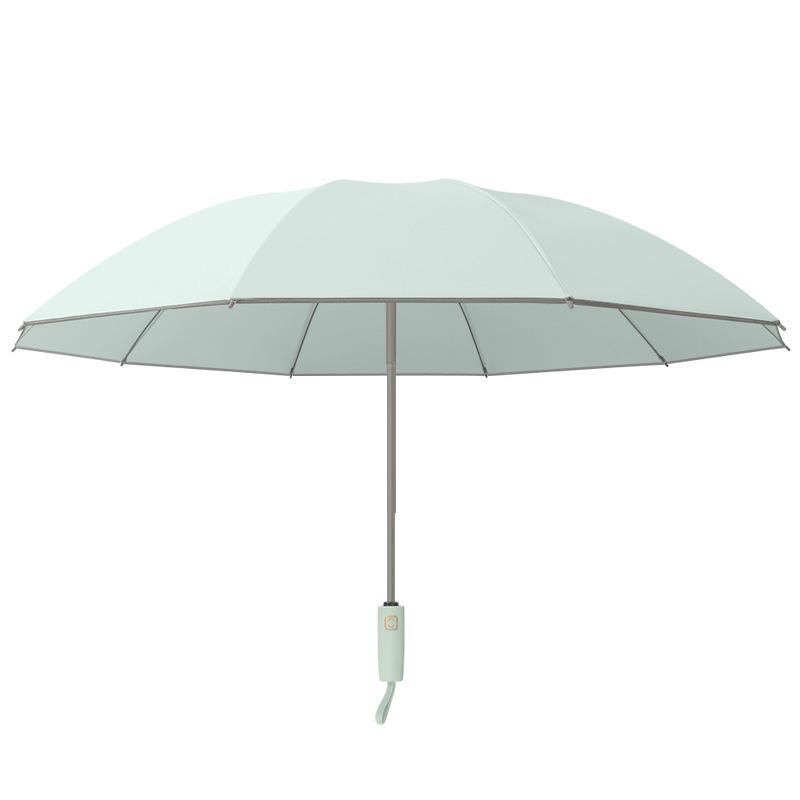 10-Rib 280T Pongee Automatic Three-Fold Inverted Umbrella with Silicone Strap Handle for Sun and Rain
