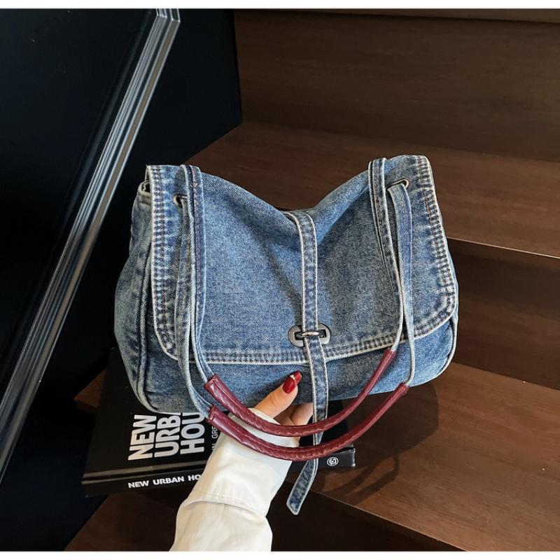 Cowboy Cloth Bag, Women's New Fashi, High-end Sense, Artistic Style, One Shoulder Diagal Cross Bag, Hand-held Mailman Bag